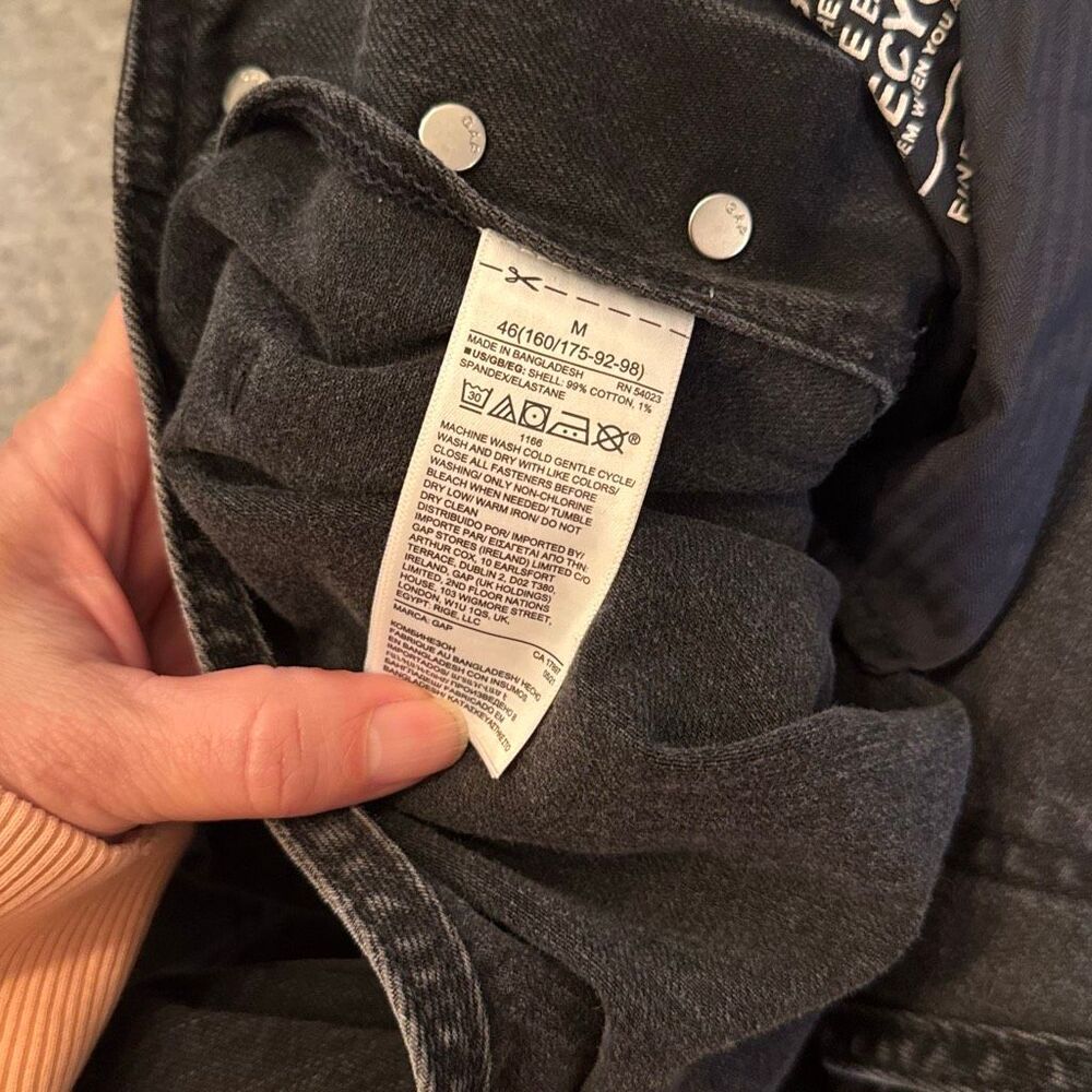 GAP Denim Slouchy Overalls In Washed Black Medium - Picture 4 of 10